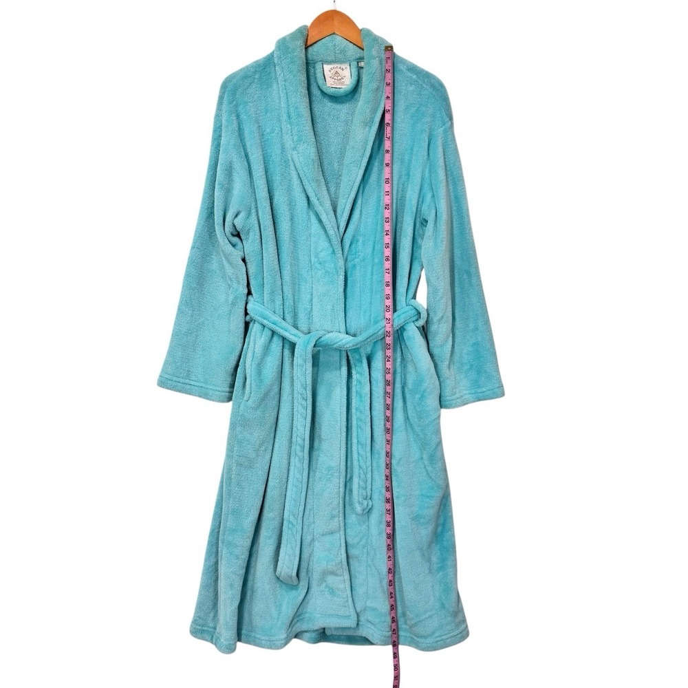 Vintage Aegean Apparel Spa Robe Womens One Size Blue Plush Fleece Quiet Luxury - Picture 6 of 11